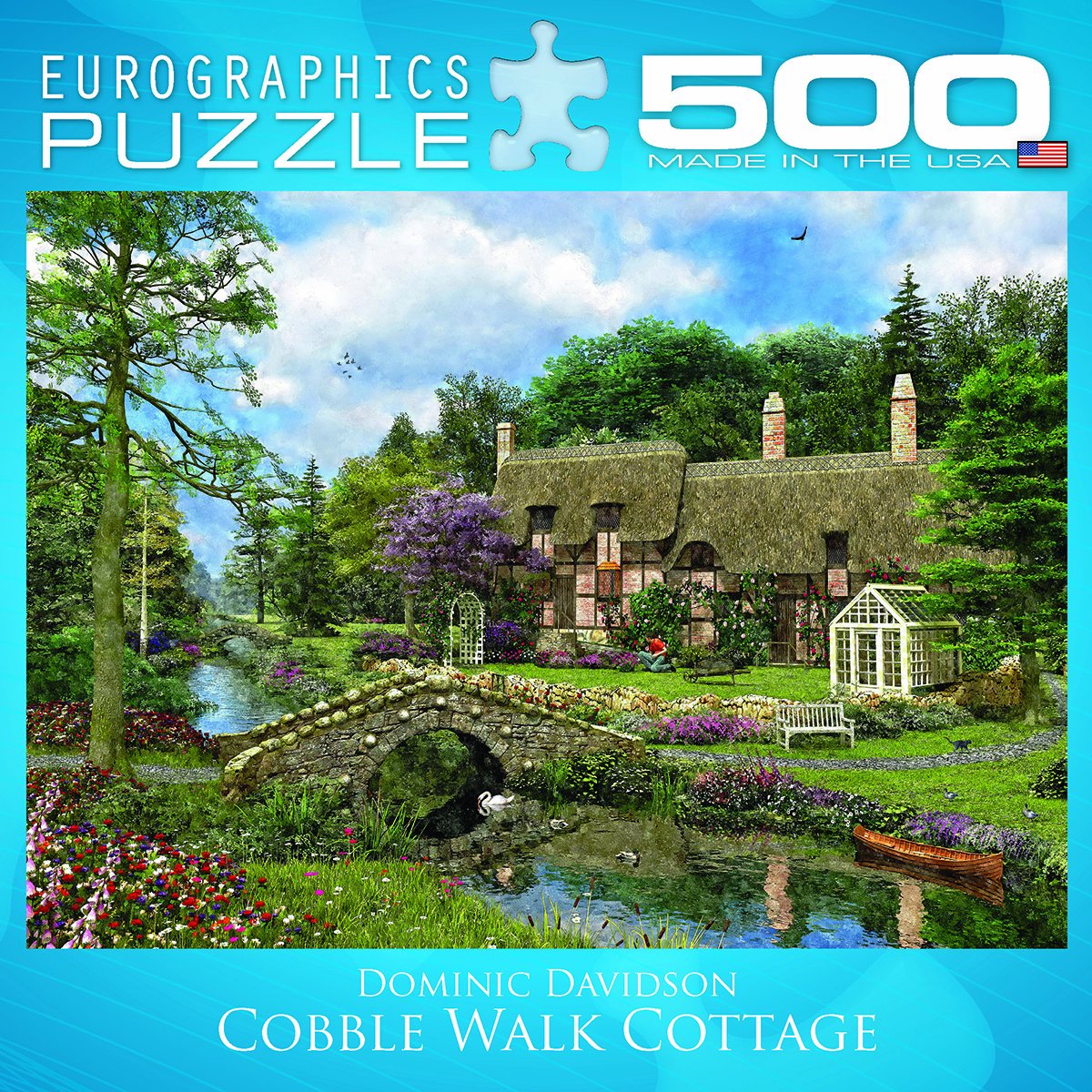 EuroGraphics Cobble Walk Cottage box contents show recycled board and ink