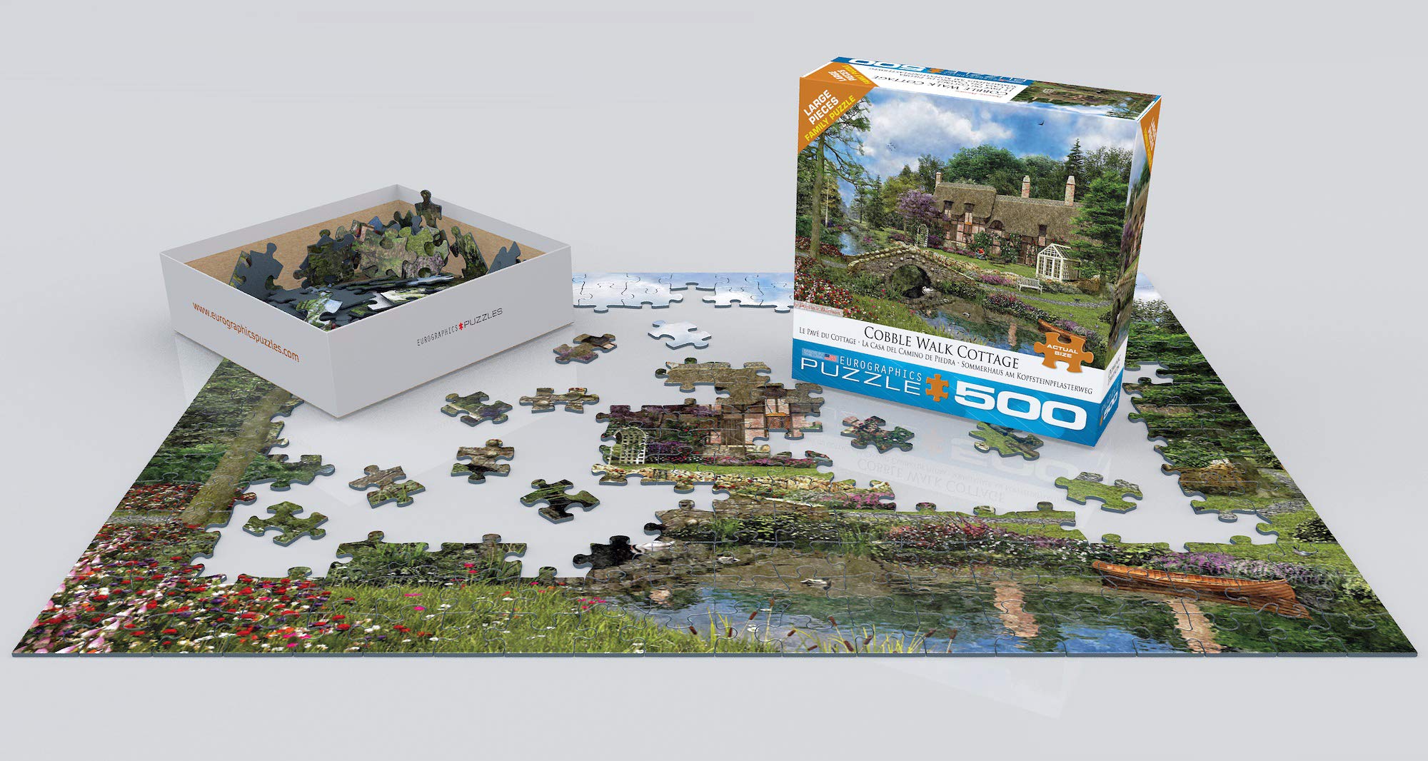 EuroGraphics Cobble Walk Cottage finished size preview for wall display