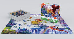 EuroGraphics Dragon Kingdom finished puzzle display ready for showcase.
