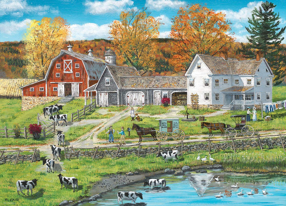 EuroGraphics Farm by Lake puzzle pieces, sturdy interlock for long-lasting play.