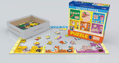 EuroGraphics Five Senses puzzle finished 13x19 inches, reveals senses-themed artwork.