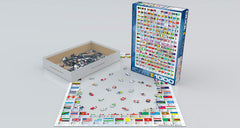 EuroGraphics Flags of the World puzzle pieces shown, offering precise fits and replay potential.