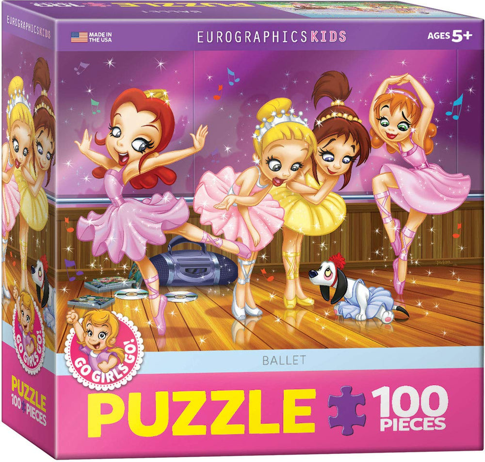 EuroGraphics Go Girls Go Ballet puzzle box promotes imaginative play and fine motor practice.