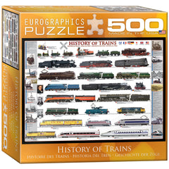 EuroGraphics History of Trains puzzle box for easy storage and gifting.