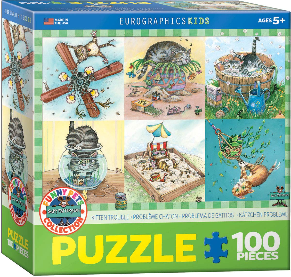 EuroGraphics Kitten Trouble puzzle box and content ready for family game night.