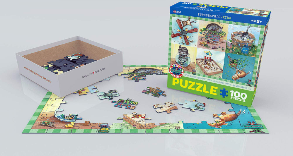 EuroGraphics Kitten Trouble finished puzzle image ready to display or enjoy.