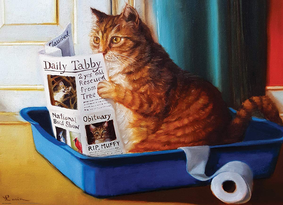 EuroGraphics Kitty Throne Puzzle assembly shows large finished size perfect for wall display