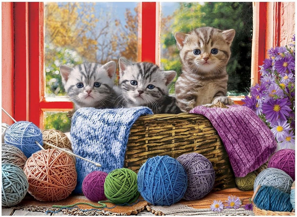EuroGraphics Knittin' Kittens puzzle pieces for easy handling and steady fit.