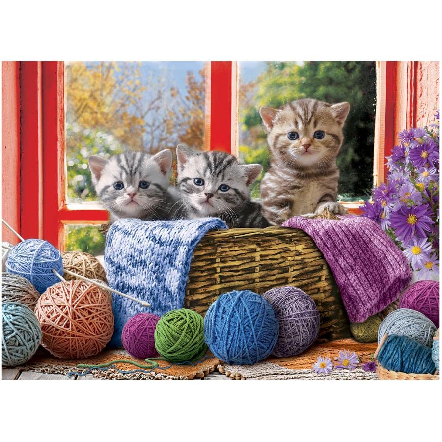 EuroGraphics Knittin' Kittens yarn-mischief scene invites cozy family puzzle time.