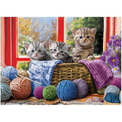 EuroGraphics Knittin' Kittens yarn-mischief scene invites cozy family puzzle time.