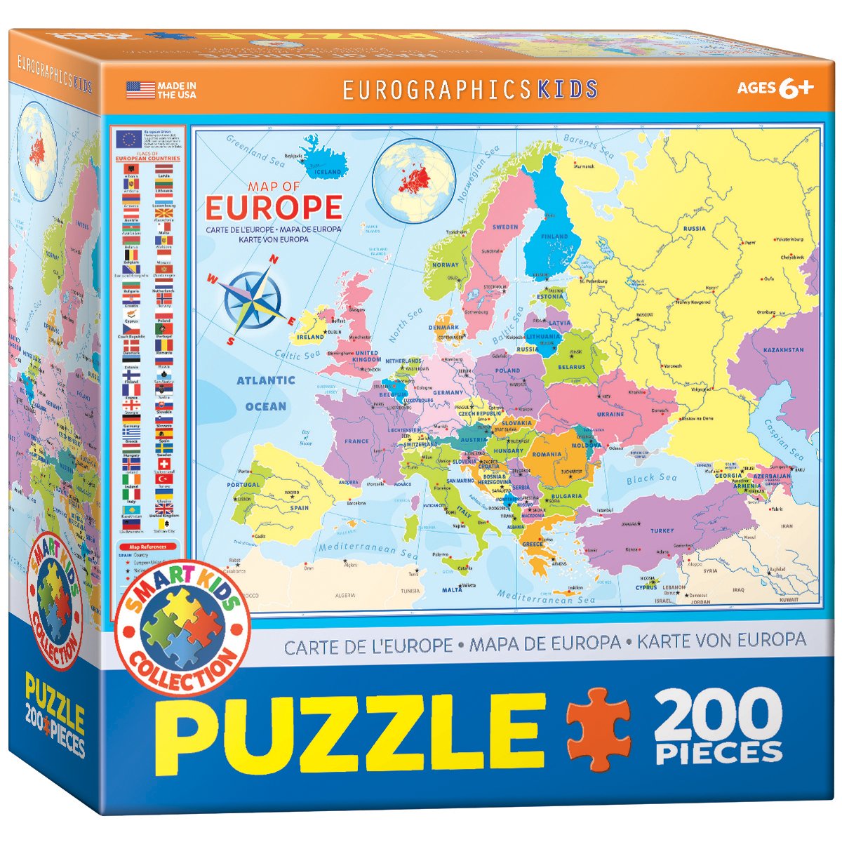 EuroGraphics Map of Europe puzzle box and pieces for interactive geography learning.