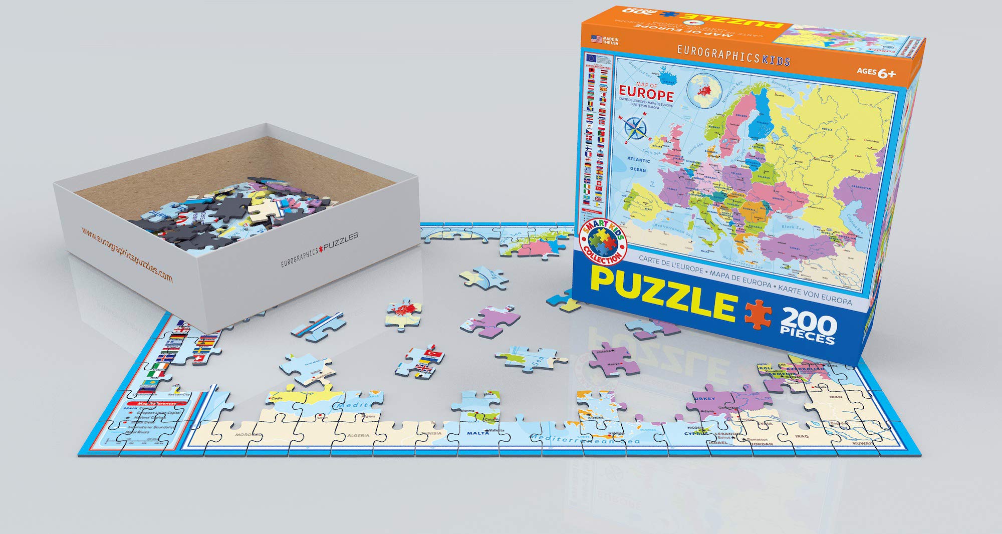 Finished EuroGraphics Map of Europe layout displays a colorful geographic overview.