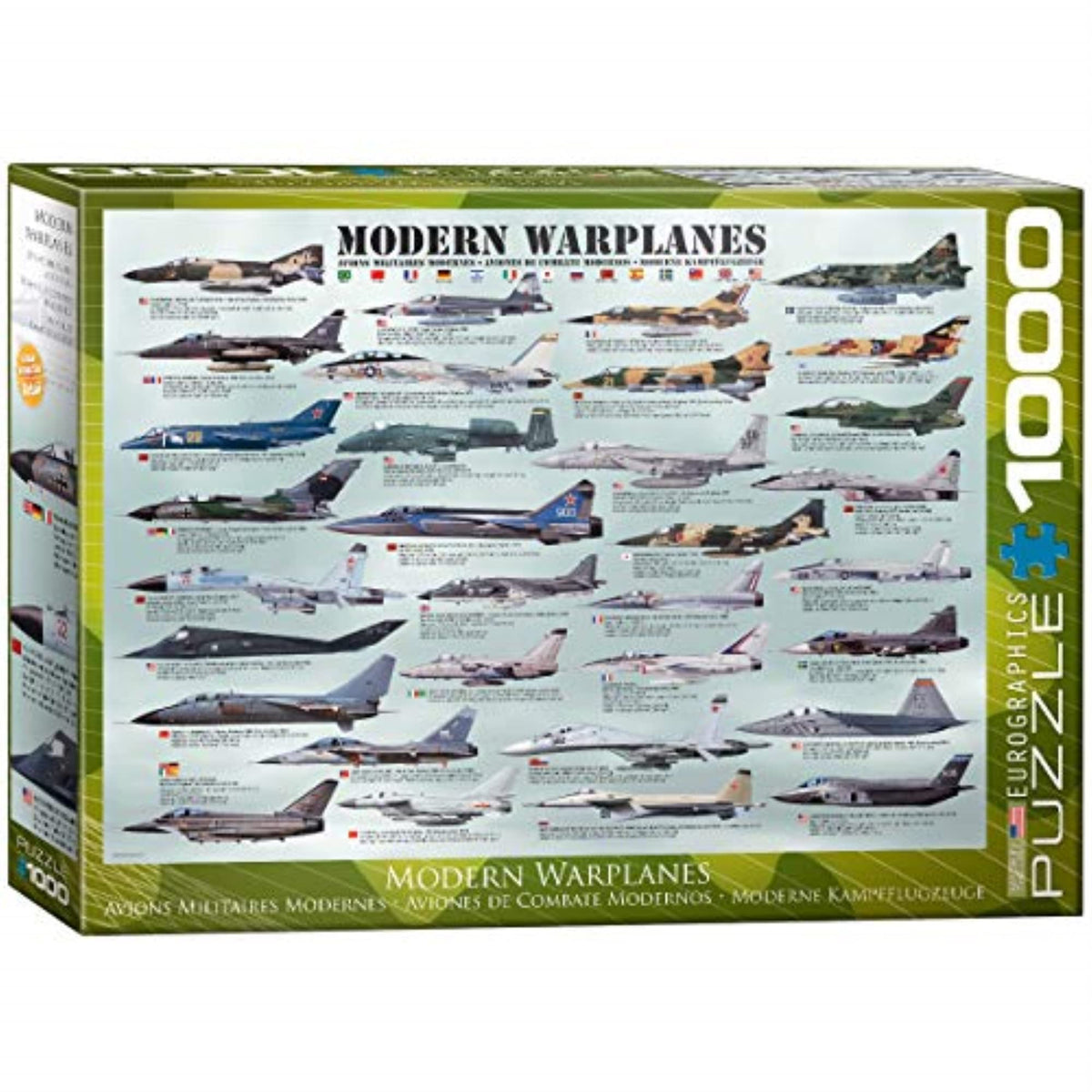 EuroGraphics Modern Warplanes puzzle box with 1000 pieces for aviation enthusiasts