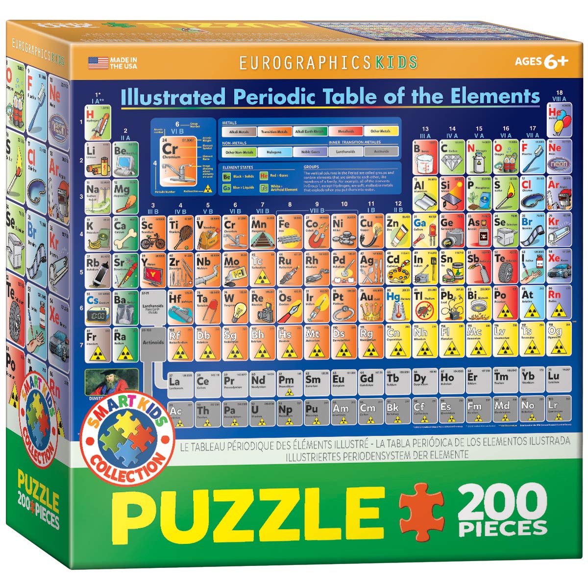 EuroGraphics Periodic Table Illustrated 200-Piece Puzzle box—colorful educational activity for curious minds.
