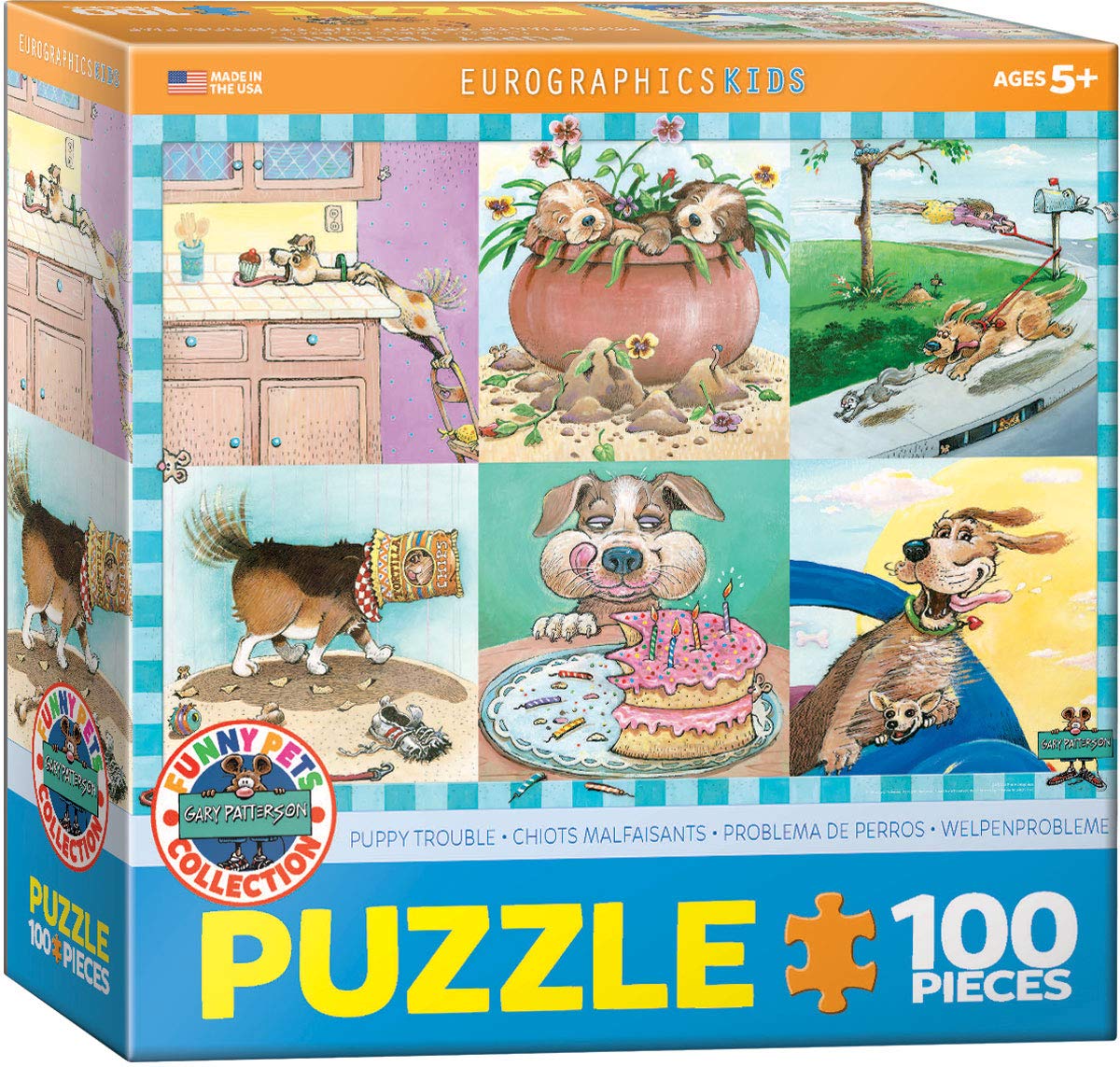 EuroGraphics Puppy Trouble 100-piece puzzle front view for a relaxing family puzzle night.