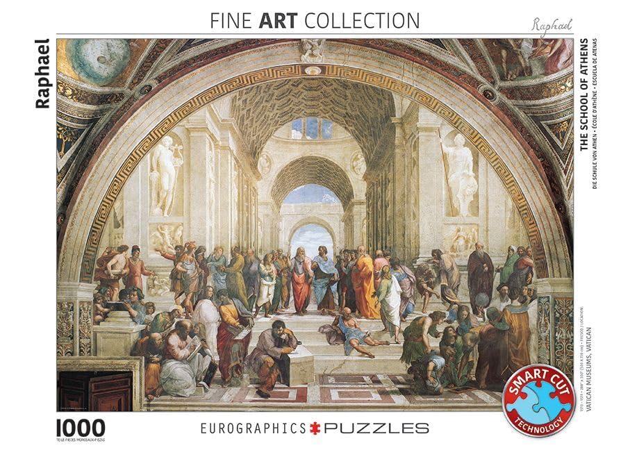 EuroGraphics School of Athens puzzle artwork showing philosophers amid Renaissance architecture