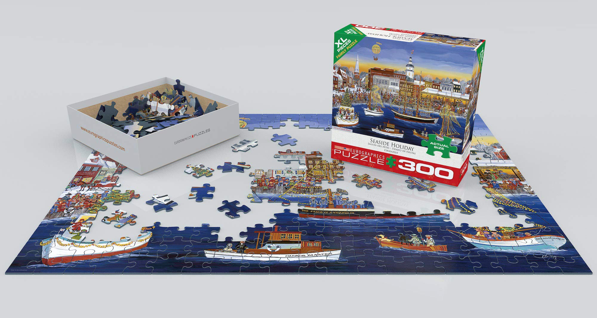 EuroGraphics Seaside Holiday puzzle box image, compact size for easy shelf storage.