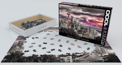 EuroGraphics Seattle Skyline Puzzle finished—large, immersive scene for family puzzle night.