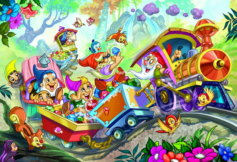 Finished EuroGraphics Snow White puzzle showing 13x19 layout, promotes focus and problem solving.