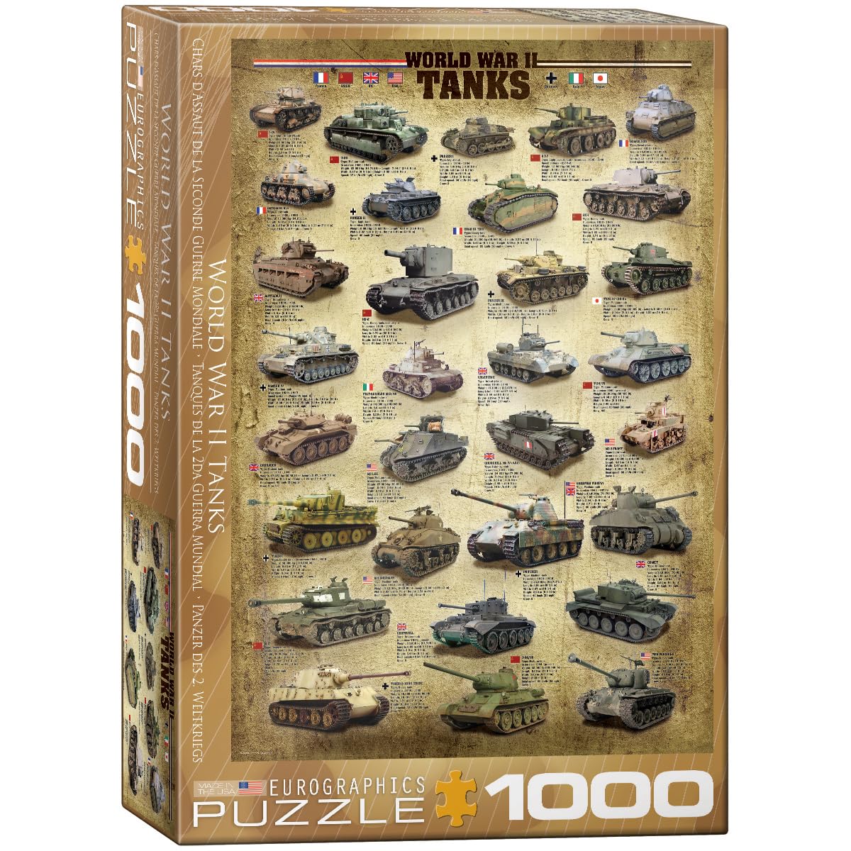EuroGraphics Tanks of WWII 1000-piece puzzle, brown, durable pieces for family play