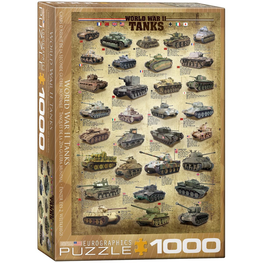 EuroGraphics Tanks of WWII 1000-piece puzzle, brown, durable pieces for family play