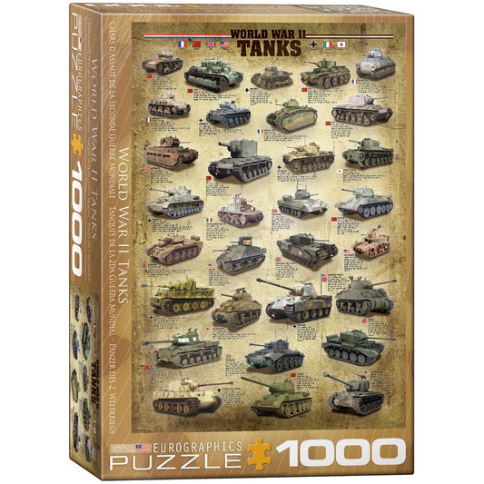 EuroGraphics Tanks of WWII 1000-piece puzzle, brown, durable pieces for family play