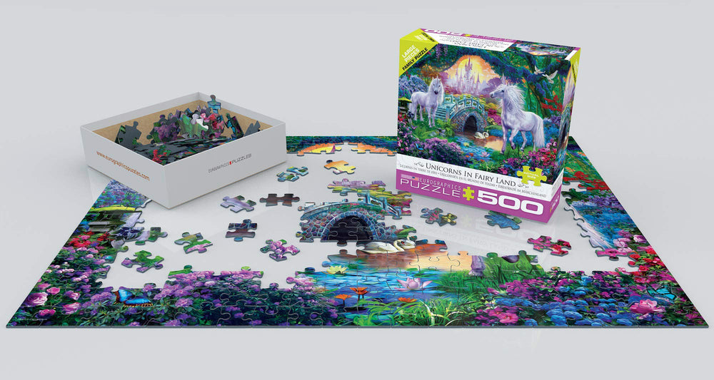 EuroGraphics Unicorn Fairy Land finished puzzle reveals a magical scene ready for display.