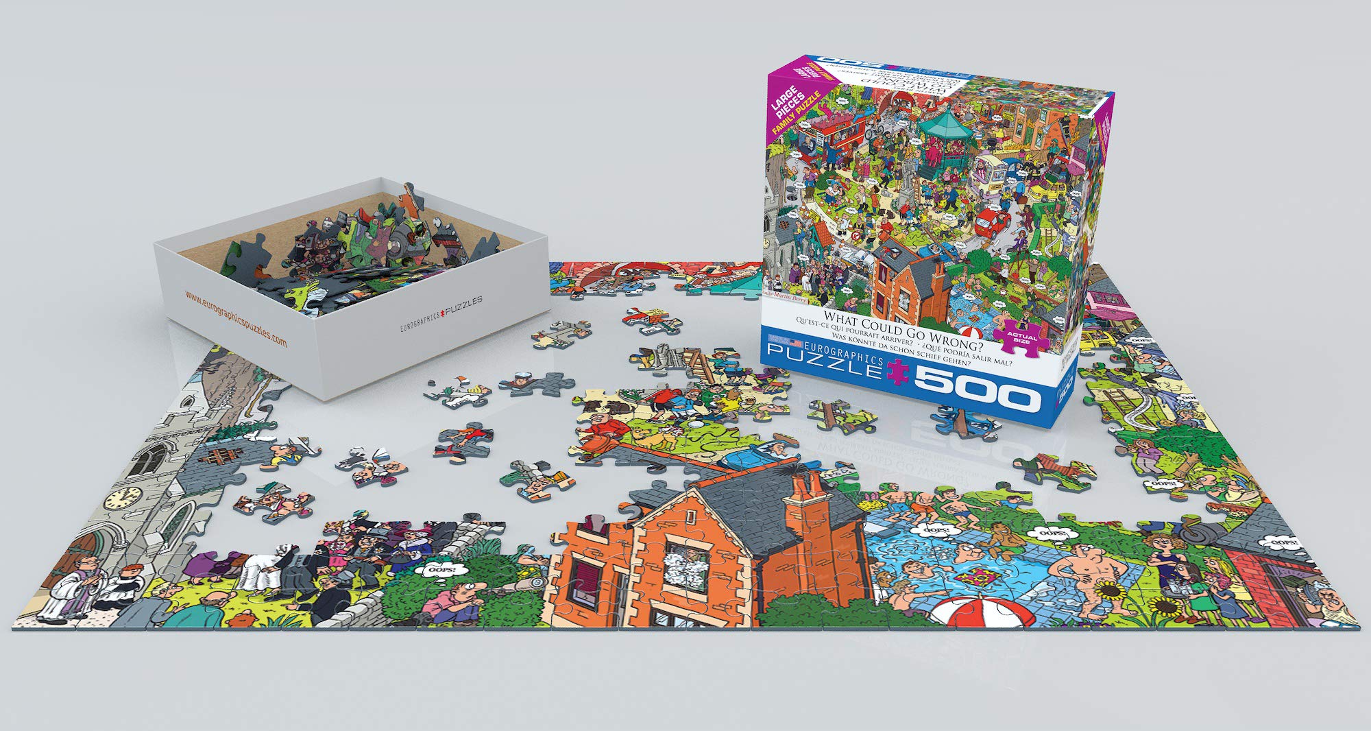 EuroGraphics What Could Go Wrong? finished puzzle, large display piece for home shelves.