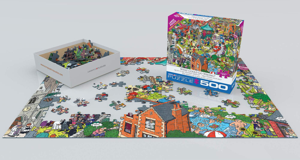 EuroGraphics What Could Go Wrong? finished puzzle, large display piece for home shelves.