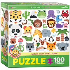 EuroGraphics Wildlife Animals emoji puzzle image: 100 pieces for imaginative play and cognitive skills.