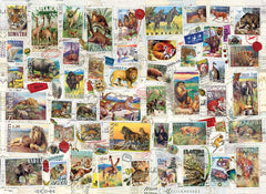 EuroGraphics Wildlife Vintage Stamps puzzle pieces, strong interlocking fit for smooth assembly.