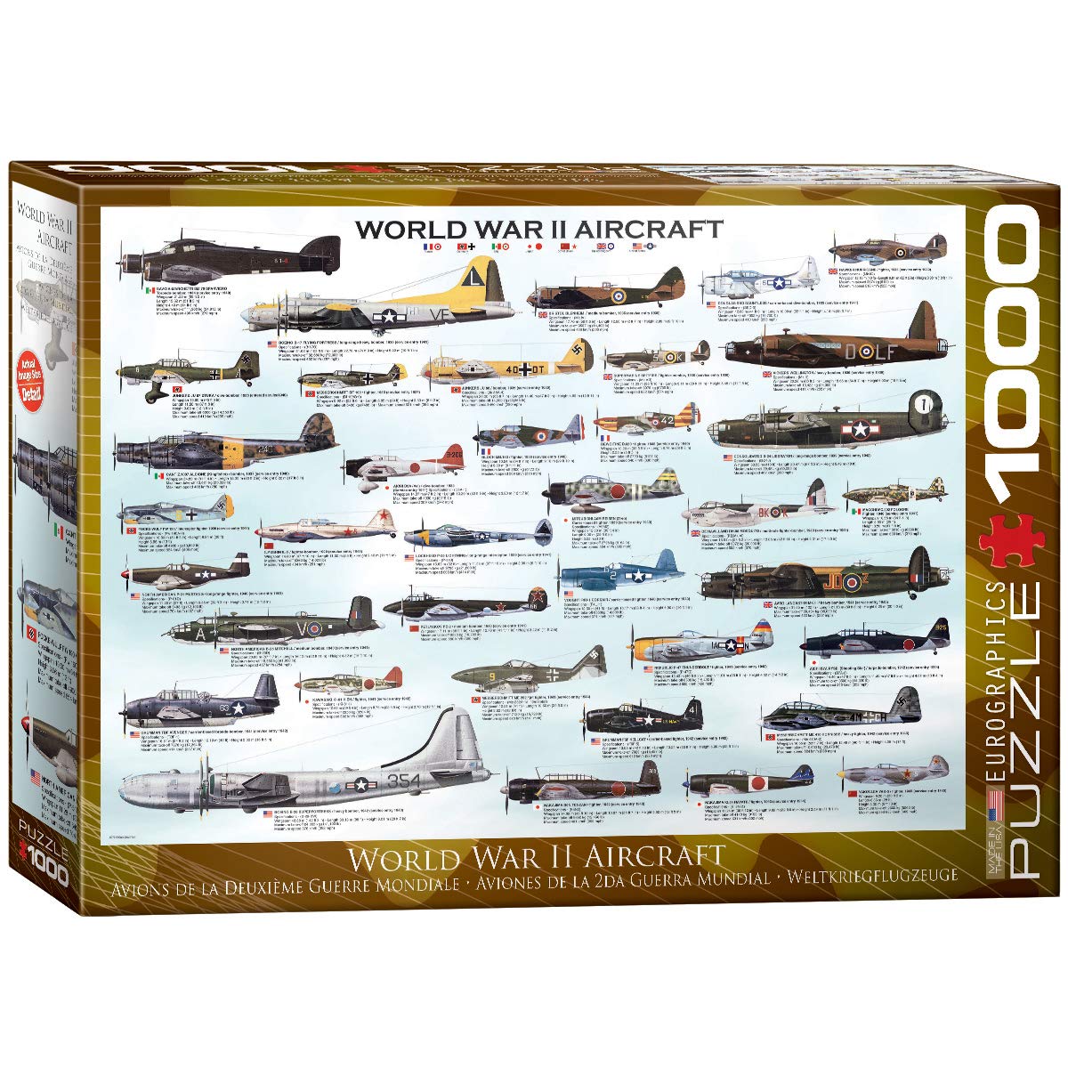 EuroGraphics World War II Aircraft Puzzle cover reveals iconic planes for educational family fun.
