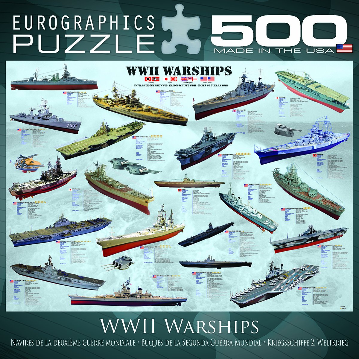 EuroGraphics WWII Warships box contents—educational details included for context.