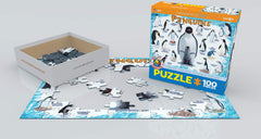 EuroGraphics penguins 100-piece puzzle educational scene promotes focus and recognition during play.