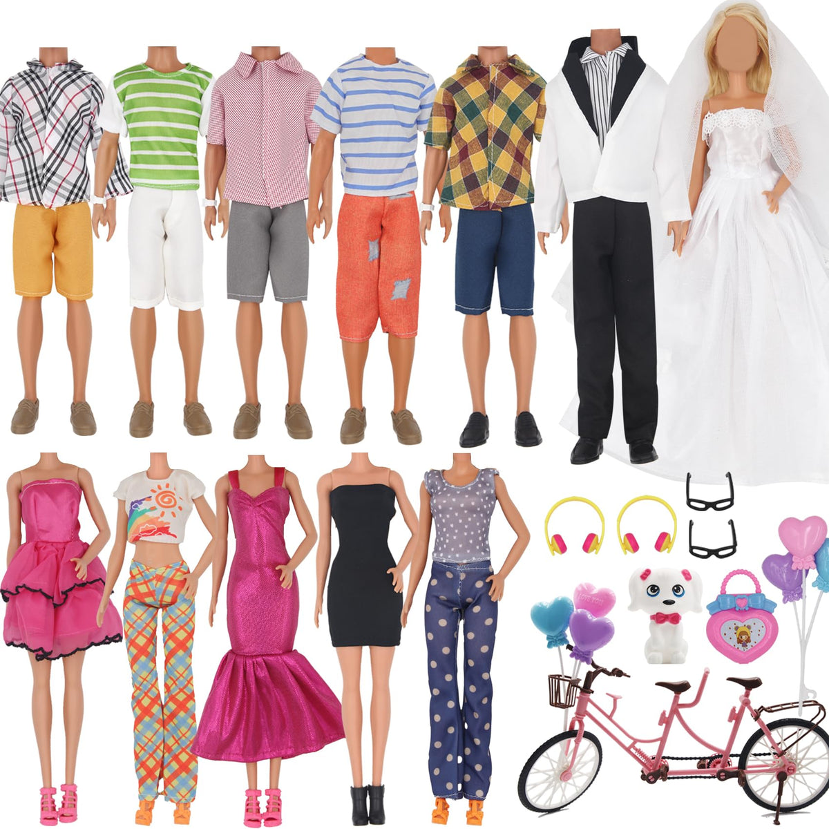 EuTengHao 12-inch doll gown with veil for elegant dress-up play.