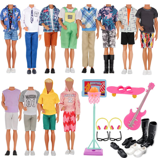 EuTengHao 44-piece outfits for 12-inch boy dolls fuel imaginative dress-up play.