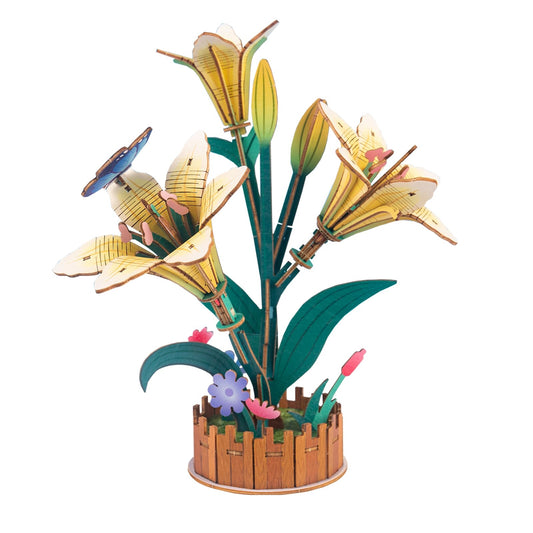 Evankin 3D wooden flower puzzle lily for calm crafting and focus