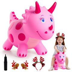EVERICH TOY pink Triceratops bouncy ride-on for active indoor play