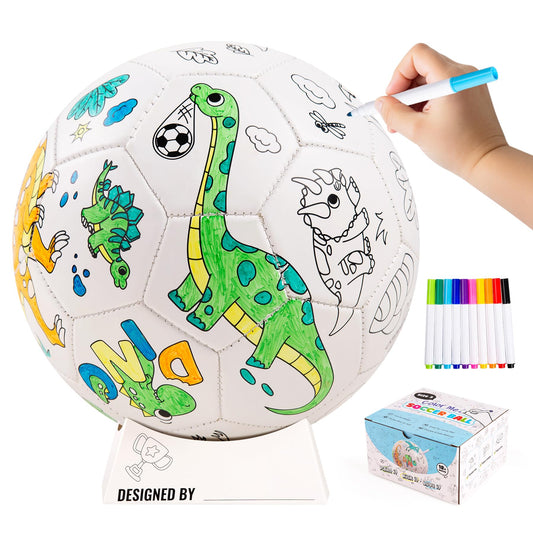 EVERICH TOY Dinosaur theme color-your-own soccer ball ready for imaginative play