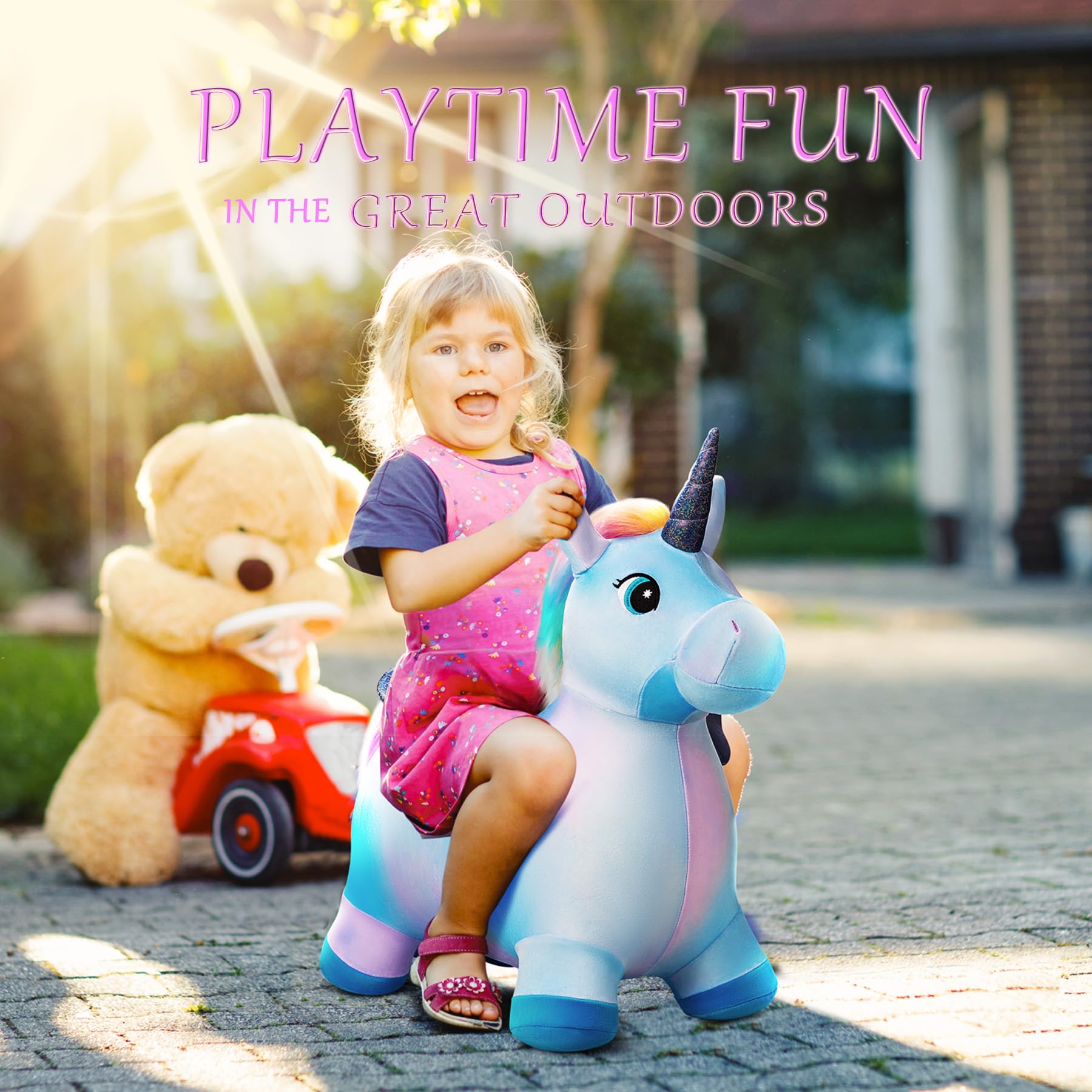 EVERICH TOY unicorn bouncy horse gift-ready packaging for birthdays and holidays.