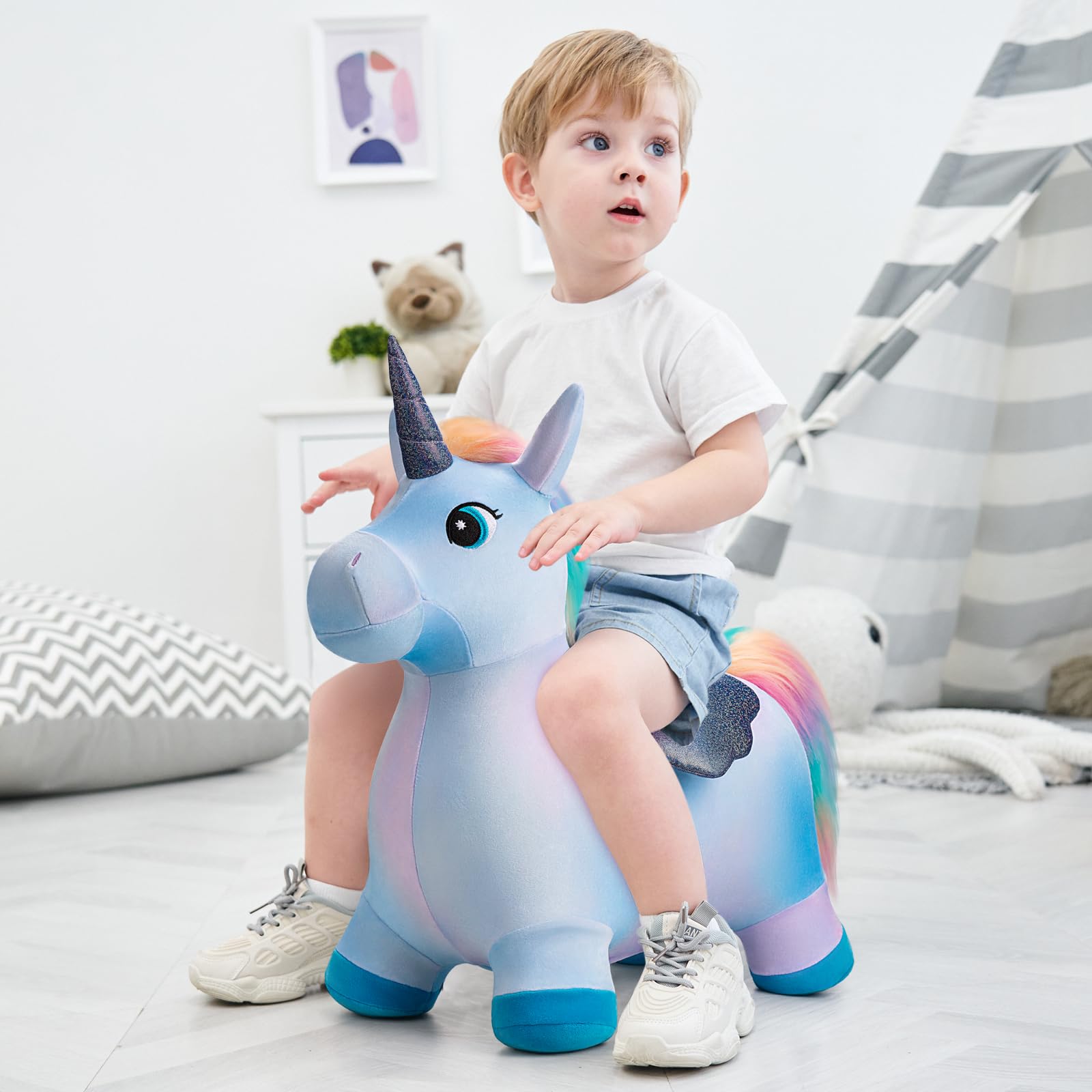 EVERICH TOY unicorn bouncy horse wings add whimsy for imaginative play.