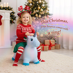 EVERICH TOY unicorn bouncy horse wings close-up for imaginative preschool play.