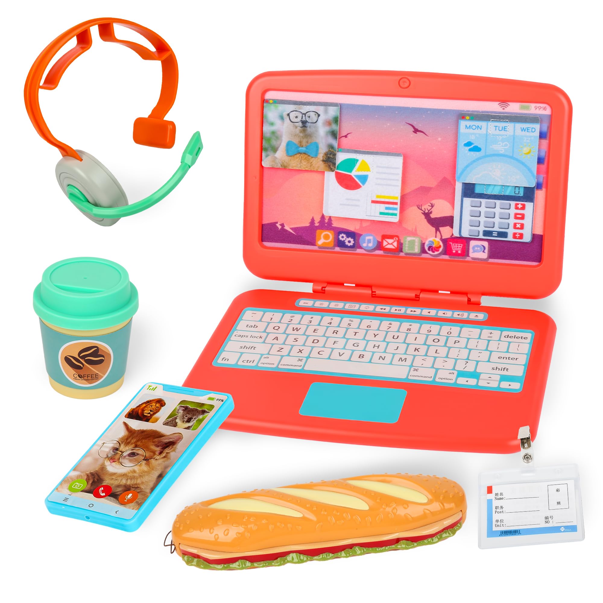 Everideals pretend play office laptop folding for imaginative learning and early literacy.