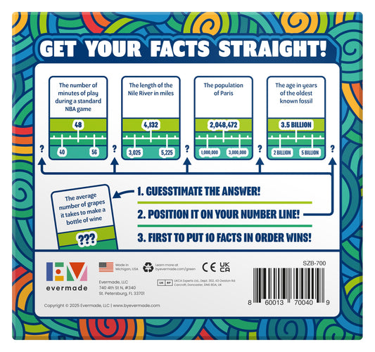 Evermade Number Line card deck features 724 facts to spark conversations.