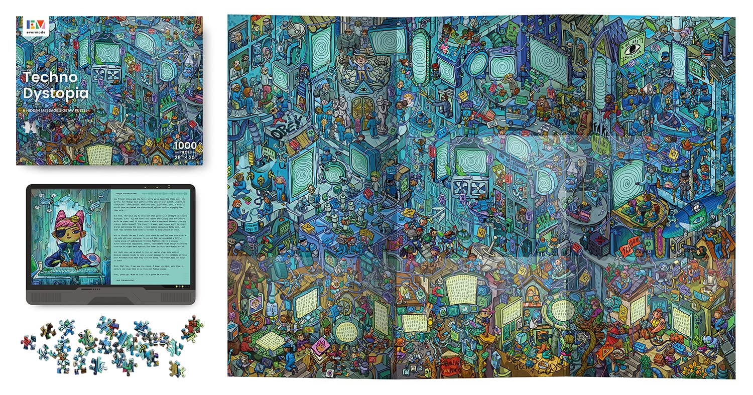 Evermade Techno Dystopia assembled artwork ready for framing.