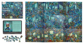 Evermade Techno Dystopia assembled artwork ready for framing.