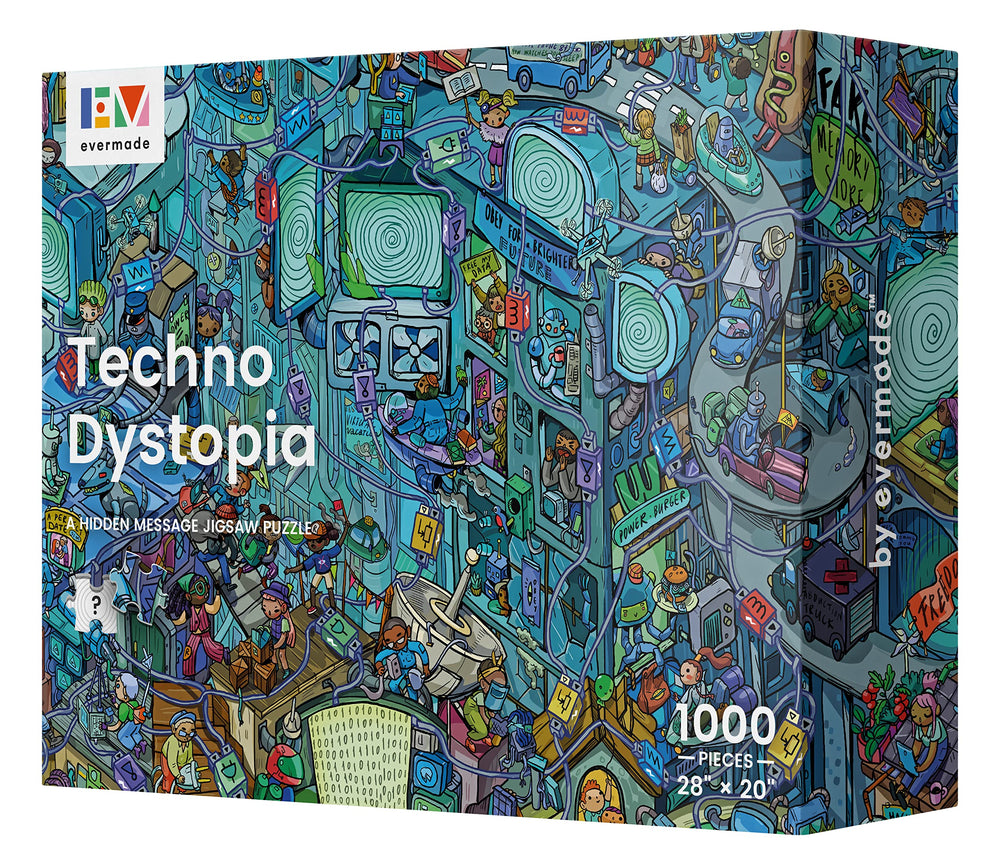 Evermade Techno Dystopia cityscape puzzle image, ideal for immersive puzzle nights.