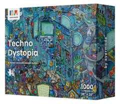 Evermade Techno Dystopia cityscape puzzle image, ideal for immersive puzzle nights.