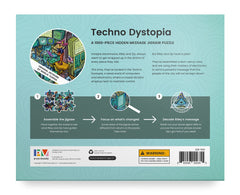 Evermade Techno Dystopia postcard clues hint at hidden message.