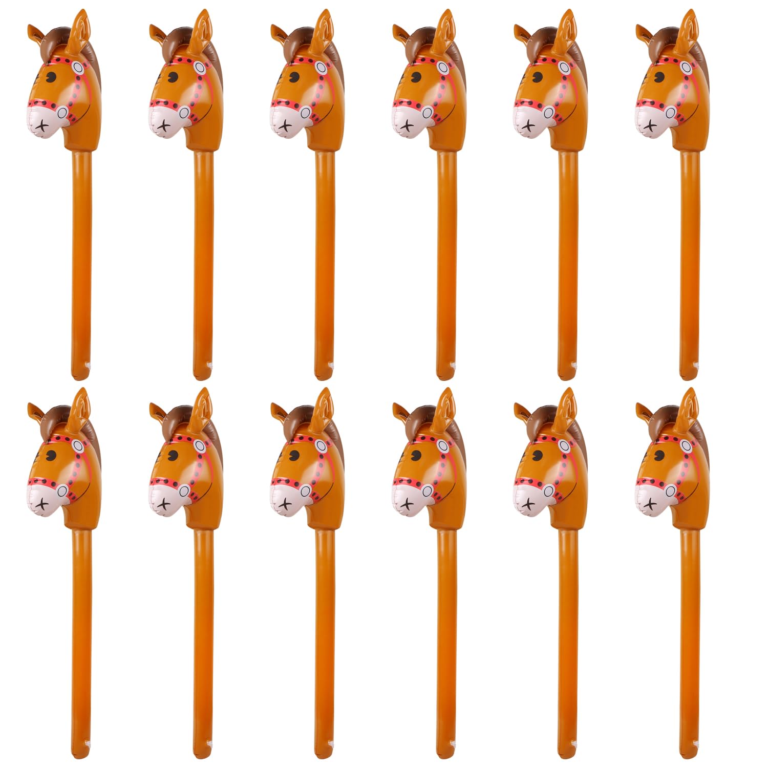 Evermarket inflatable stick horse head 38in brown for playful party decor.